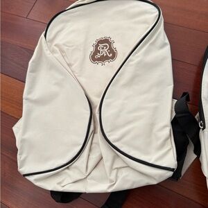 Cream Backpack with Black Trim